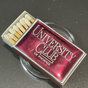 University Club Of Phoenix Vintage Match Box White Tip